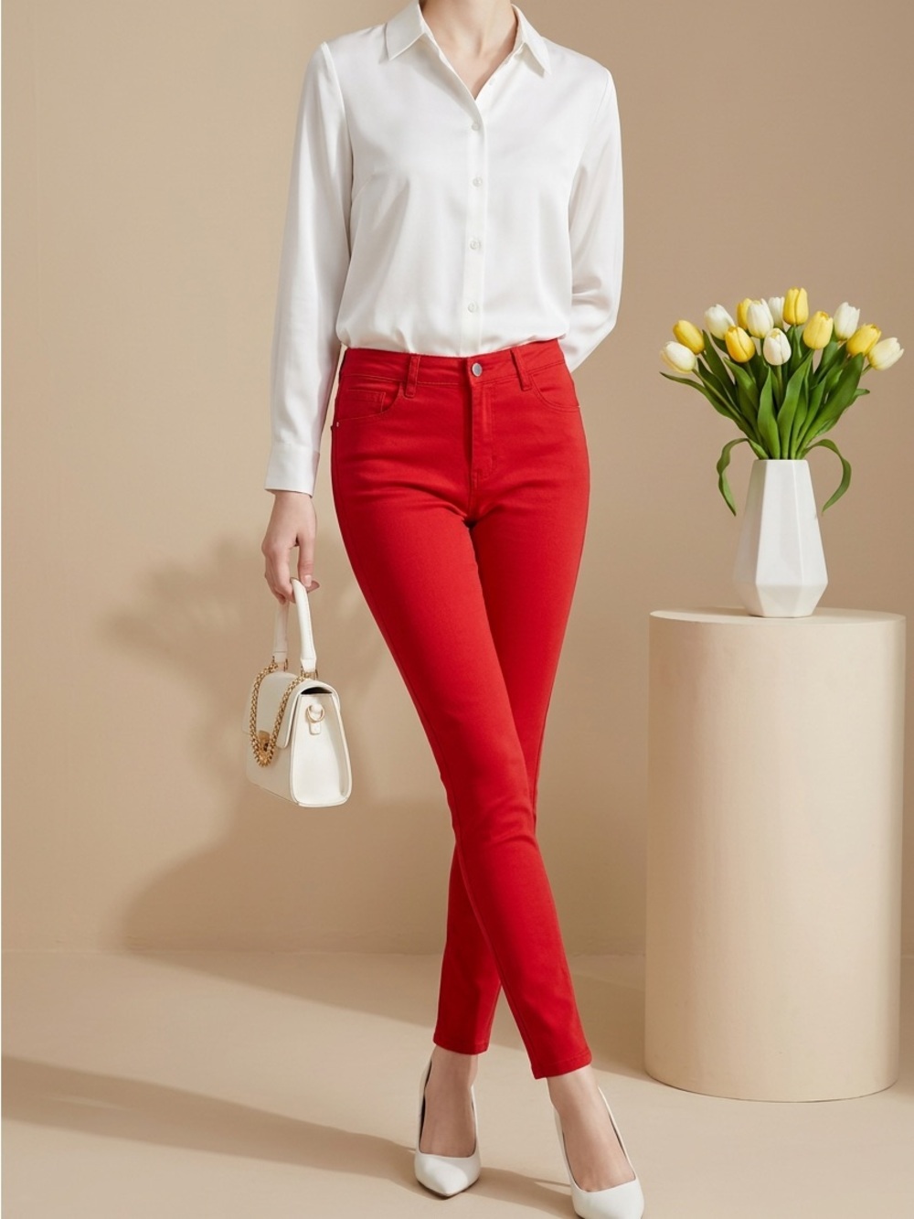 Cello Womens Red Skinny Stretch Jeans Size 7 Cotton Spandex Statement EUC